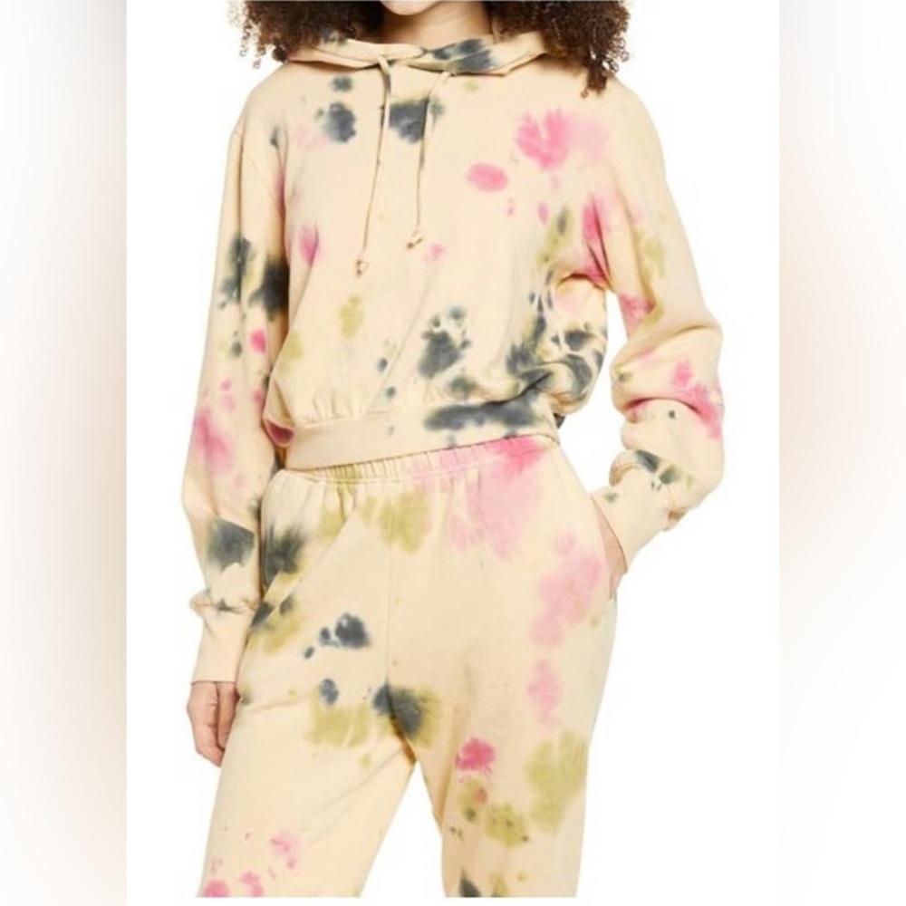 AFRM Fink Cropped Tie Dye Set In Sand Crumble Women's Pullover Sweater
